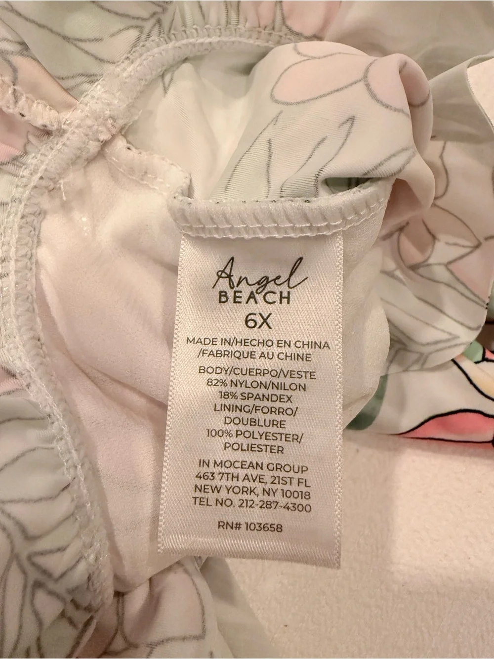 NWT Angel Beach girls size 6X long sleeve 2-piece swimsuit